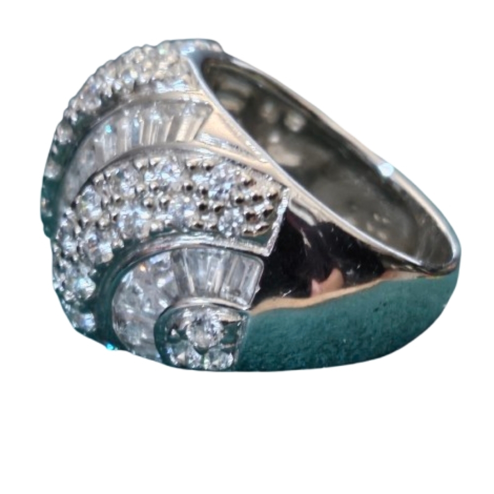 ๐ฃ Absolute 3.18ctw CZ Sterling Silver Round ๐ Baguette Dome Ring Fit 6.5 - 7๏ธโฃ - Picture 4 of 6